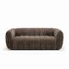 Round-arm tufted sofa in brown against a white background.