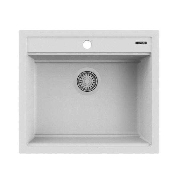 Ruvati Epi Cube Matte White Granite Composite 23 in. 3Hole Dropin Top