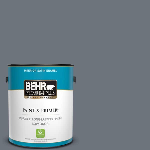 BEHR PREMIUM PLUS 1 gal. #750F-5 Silver Hill Satin Enamel Low Odor Interior Paint & Primer