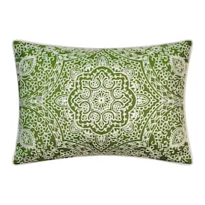 Leaf Arabasque Embroidered Indoor/Outdoor 12 x 18 Decorative Pillow