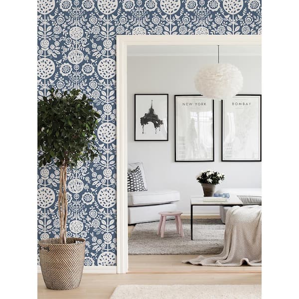 Navy Anya Peel and Stick Wallpaper Sample