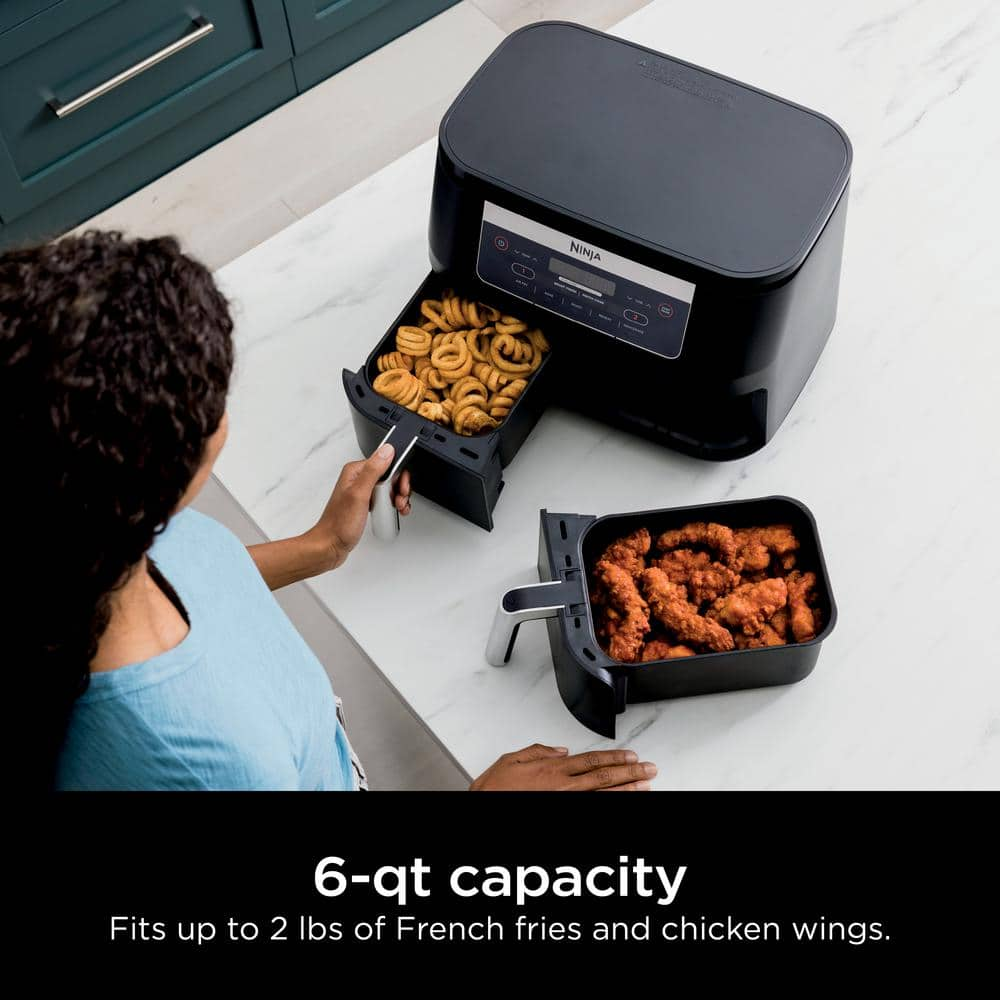 Foodi 6 Qt. 5 In-1 2-Basket Black Air Fryer With DualZone Technology ...