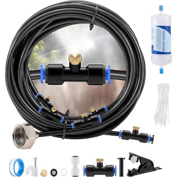 Misopily 26 ft. Misting Line Misting Cooling System with Water Filter, 10 Copper Nozzles Plus Brass Adapter for Garden, Backyards