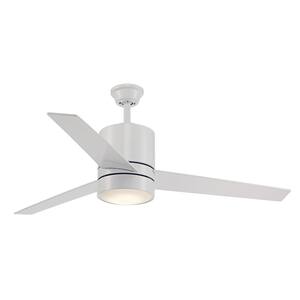52 in. Integrated LED Indoor White Modern Ceiling Fan with Light and Wall Control Switch, 3-Blade