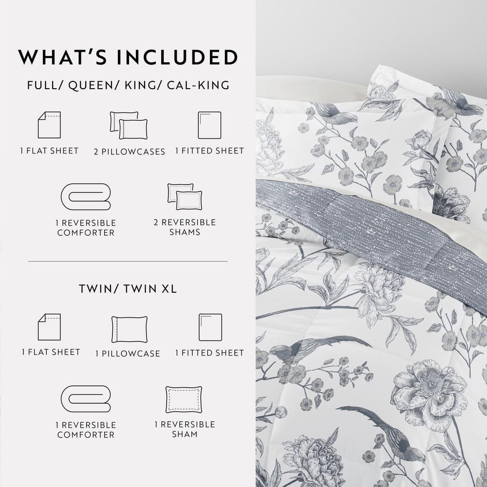 King Size Distressed Stripe Reversible Microfiber Bedding Set