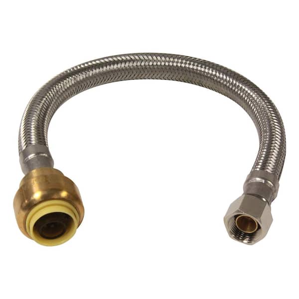 KISSLER and CO 1/2 in. Push-to-Connect x 3/8 in. FIP x 20 in. Flexible Braided Stainless Steel Faucet Connector