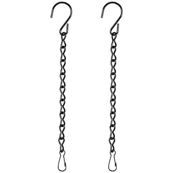 Hanging Chain for Bird Feeders Planters Lanterns and Ornaments 9.5 in. Black Iron Indoor Outdoor 2-Pack