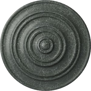 1/2" x 13-1/4" x 13-1/4" Polyurethane Classic Ceiling Medallion, Athenian Green Crackle
