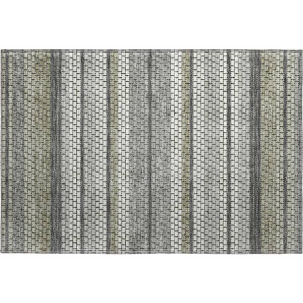 Mayfield Premium Machine Washable Abstract AMF2427 Gray 3 ft. x 4 ft. Area Rug