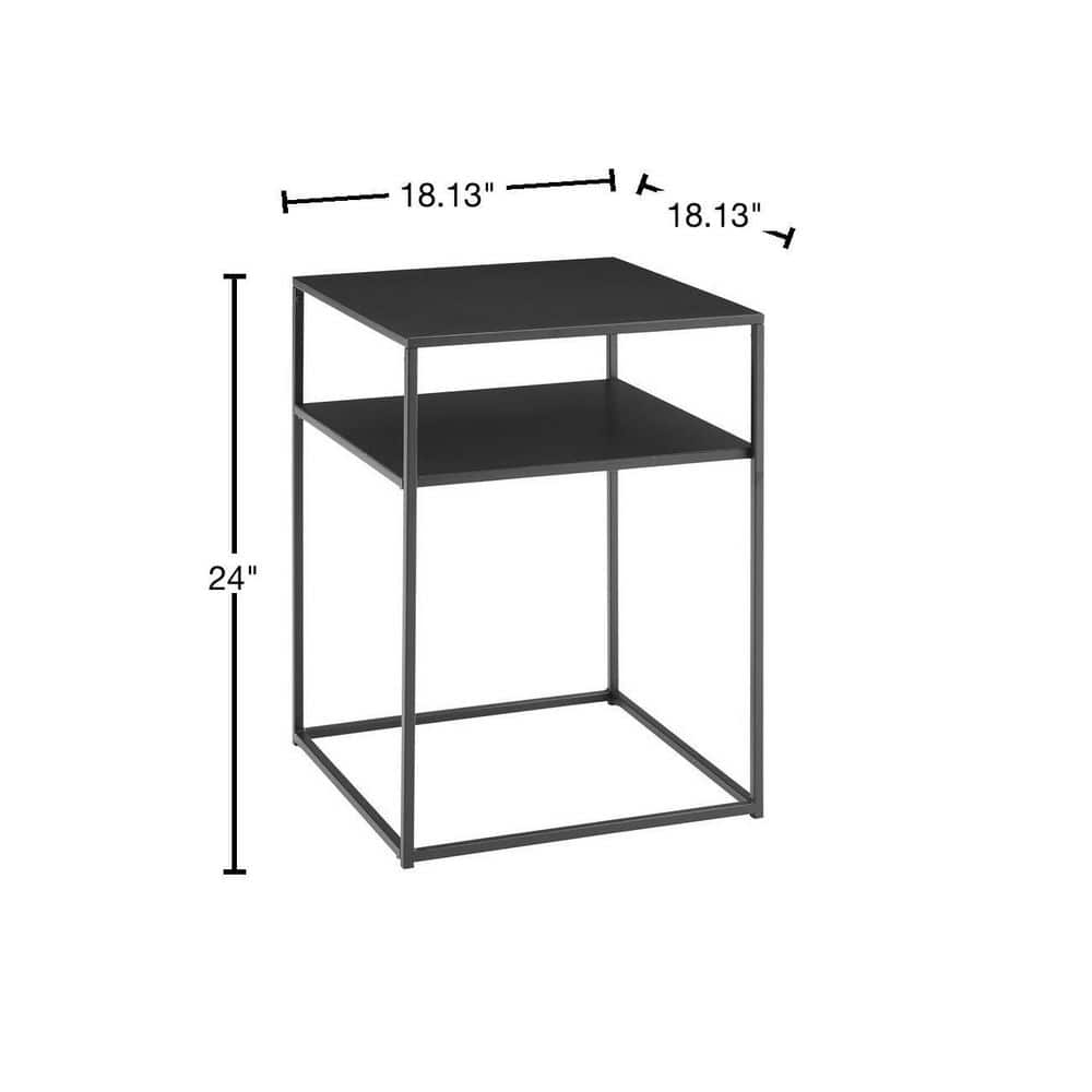 Braxton Matte Black Metal and Glass Slim End Table