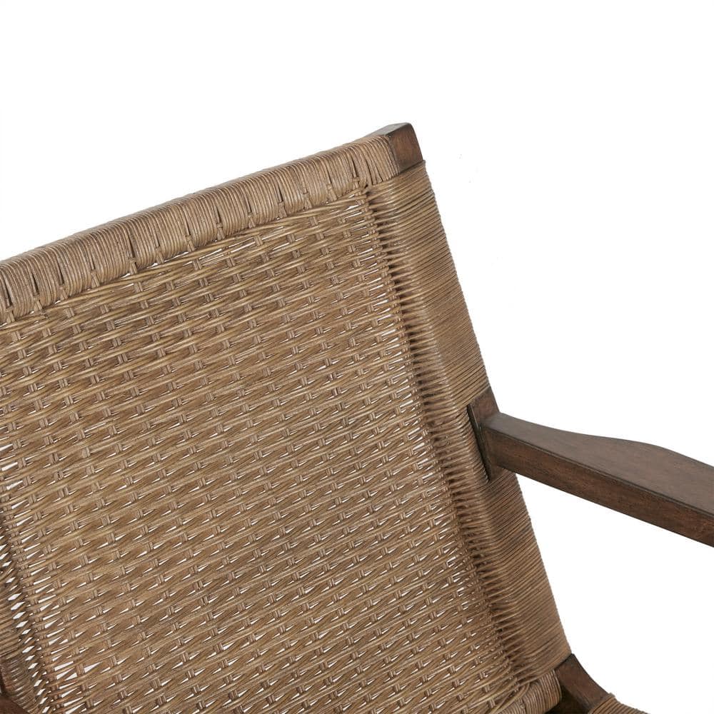 Natural Mahogany and Rattan Accent Chair with Microfiber Seat