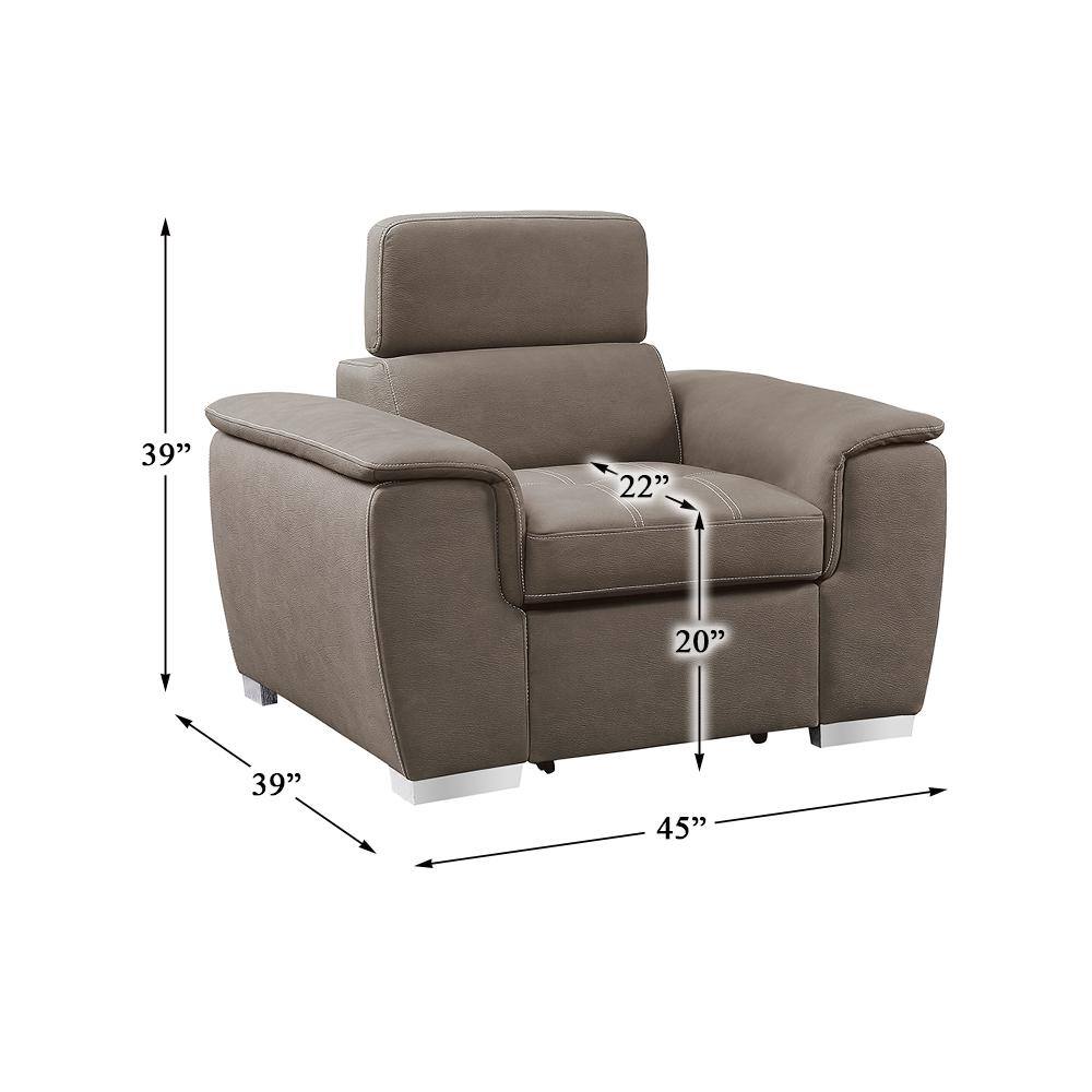 Taupe Microfiber Chaise with Pull-Out Ottoman