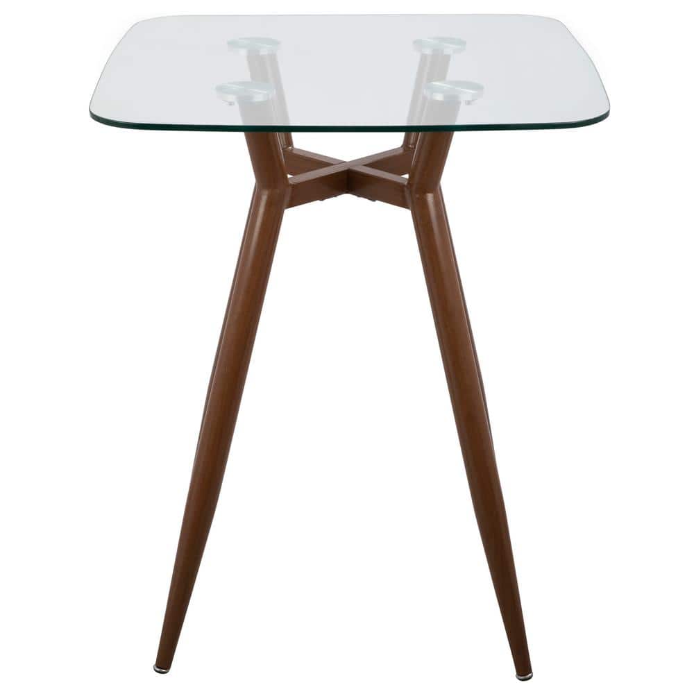 Clara Contemporary 30'' Square Glass Counter Table - Walnut Finish