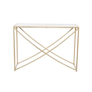 Gold Contemporary Console Table, 42 in. x 15 in. x 30 in.