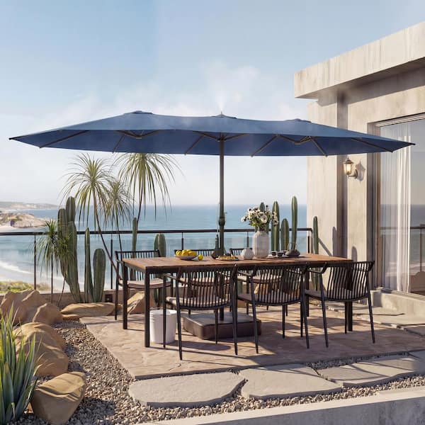 15 foot cantilever patio umbrella Flash Furniture 15 ft. Elizabeth Commercial Grade Triple Head Patio Umbrella with Crank & Easy Lift Functionality Gray