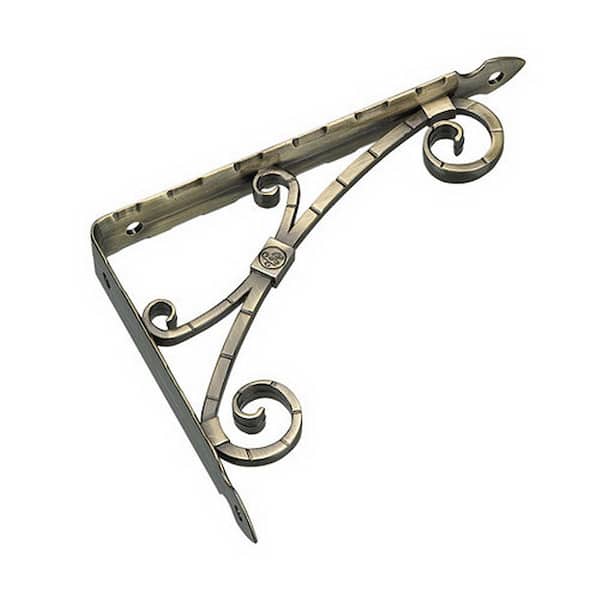 13-3/8 in. (340 mm) x 11-3/8 in. (290 mm) Brushed Antique Brass Aluminum Decorative Shelf Bracket