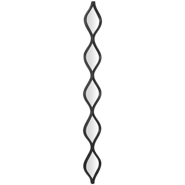 59 in. x 7 in. Slim Stacked Chain 5 Layer Geometric Framed Black Wall Mirror with Tear Drop Pattern