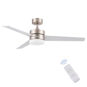 52 in. Modern LED Indoor Brushed Nickel Ceiling Fan with Remote Control and Timer