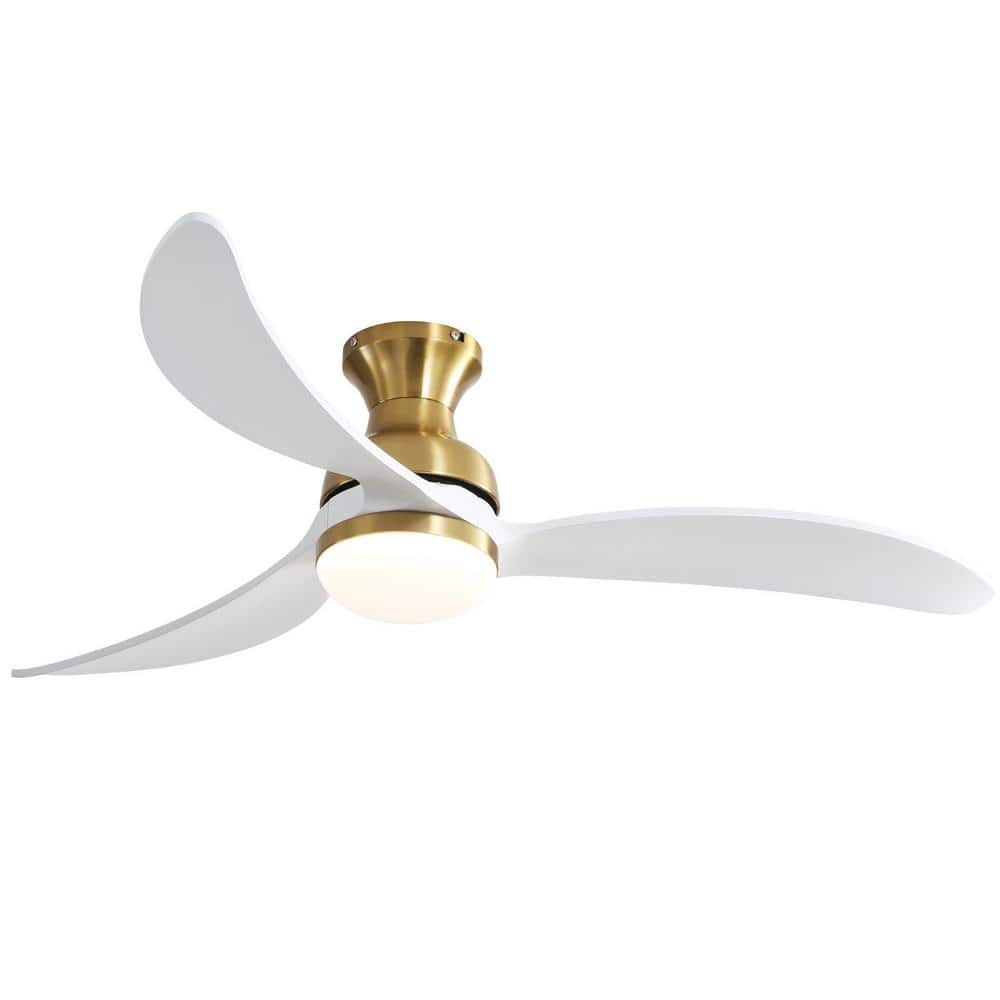 Sofucor 52 in. LED Indoor/Outdoor Flush Mount Smart Gold Ceiling Fan ...