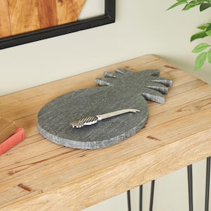 16 in. Black Marble Cutting Board with Matching Cheese Knife (2- Pack)