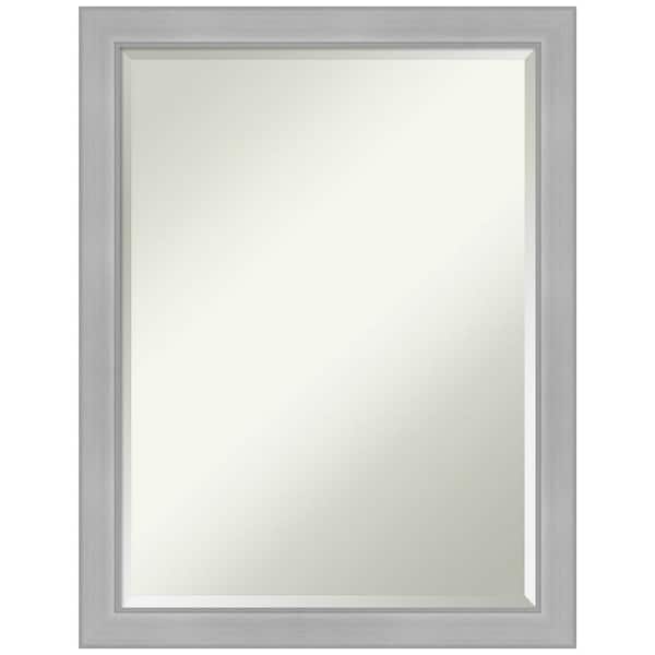 Amanti Art Vista Brushed Nickel Narrow 20.5 in. H x 26.5 in. W Framed Wall Mirror