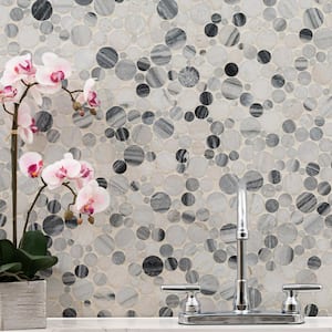 Alaska Gray 12 in. x 12 in. Polished Marble Floor and Wall Mosaic Tile (1 sq. ft./Each)