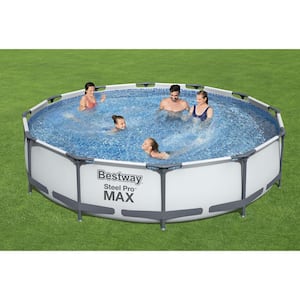 Steel Pro Max 12 ft. Round x 30 in. Deep Above Ground Swimming Pool and Pump