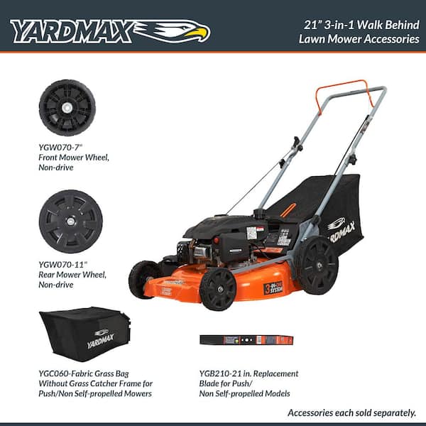 YARDMAX 21 in. 170cc OHV Walk Behind Gas Push Mower 3-in-1 Mulch, Side Discharge, and Rear Bag