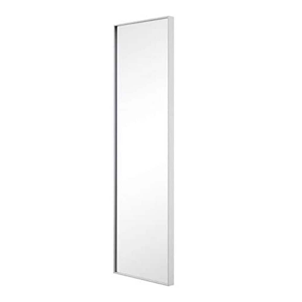 14 in. W x 48 in. H Rectangular Aluminum Framed Wall Mount or Floor Standing Modern Decorative Bathroom Vanity Mirror, White