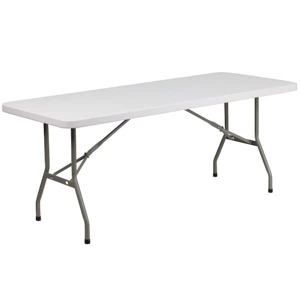 Carnegy Avenue Elon 72 in. Granite White Plastic Tabletop Metal Frame Folding Table