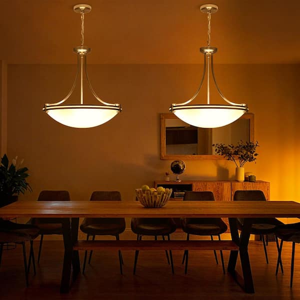 LWYTJO 4-Light 20.5 in. 40-Watt Modern Nickel Bowl Pendant Empire