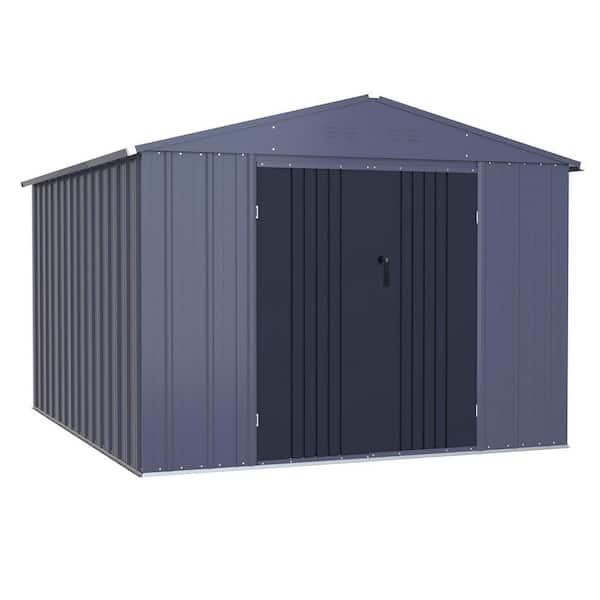 8 ft. W x 10 ft. D Metal Outdoor Storage Shed 80 sq. ft., Gray