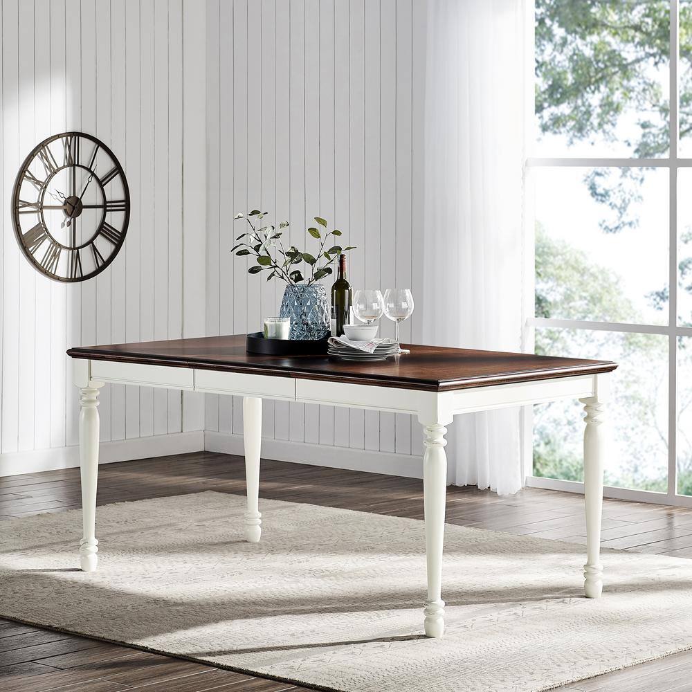 Shelby Extendable Solid Hardwood Dining Table in Antique White