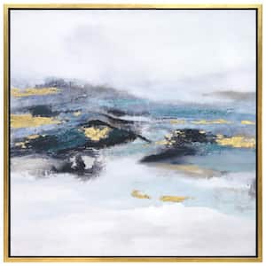 "Polar Stream" by Martin Edwards Framed Textured Metallic Abstract Hand Painted Wall Art 36 in. x 36 in.