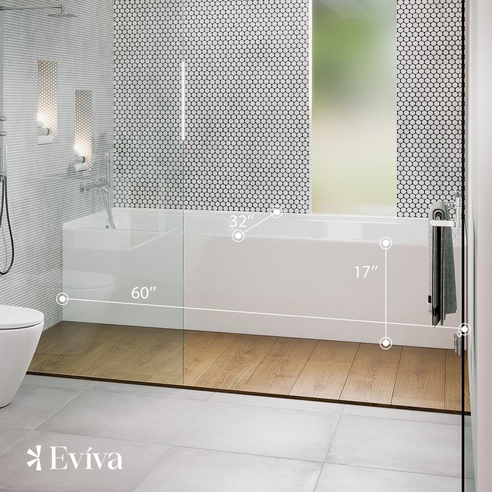 Nova 60'' White Acrylic Alcove Soaking Bathtub