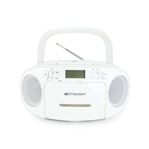 Portable CD and Cassette Boombox with AM/FM Radio, White (EPB-3003 White)