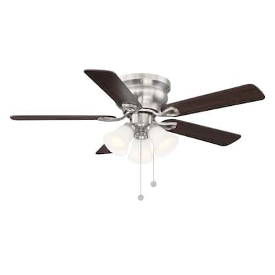 Clarkston II 44 in. LED Indoor Brushed Nickel Ceiling Fan with Light Kit