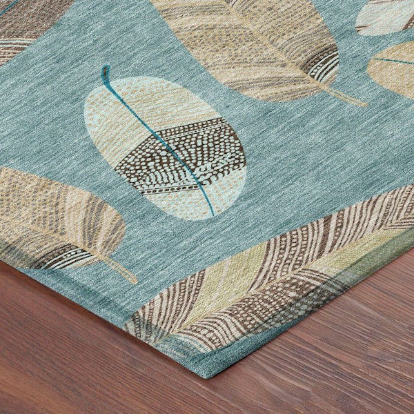 Chantille Machine Washable Indoor/Outdoor Abstract ACN2649 Teal 10 ft. x 14 ft. Area Rug