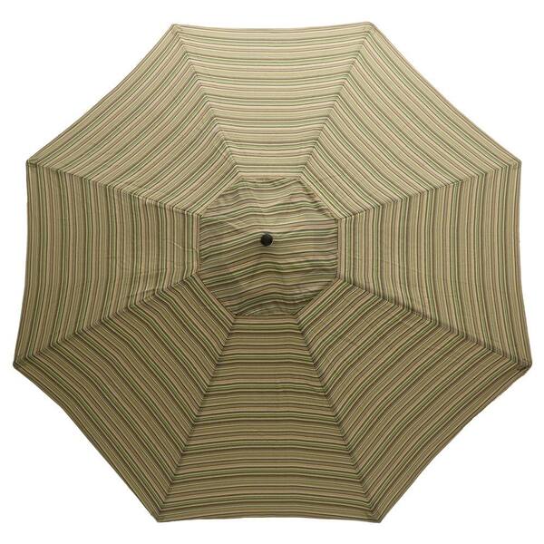 Unbranded 11 ft. Patio Umbrella in Green Stripe