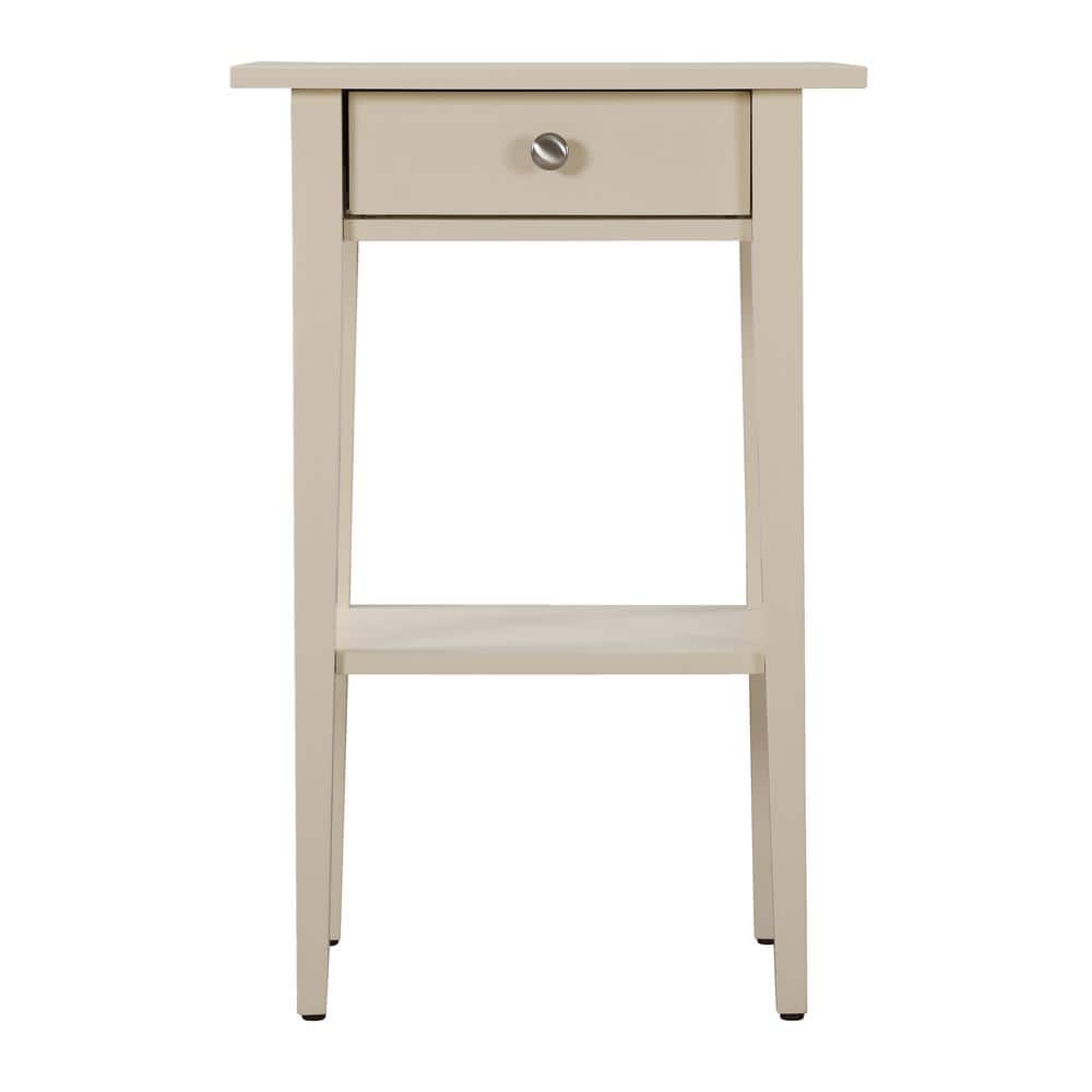 Dalton Beige Modern Nightstand with Open Storage Shelf
