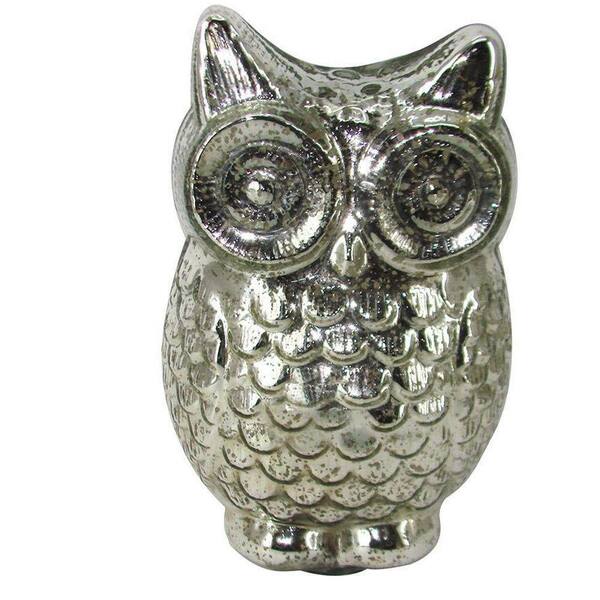 Home Decorators Collection 12 in. H Owl Decorative Figurine in Mercury Glass