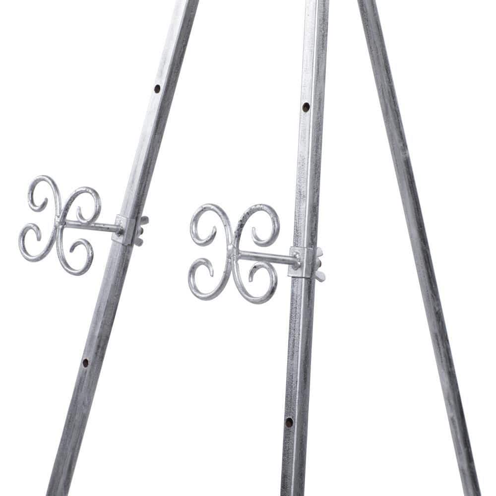 Gray Metal Adjustable Scroll Easel with Chain Support