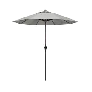 7.5 ft. Bronze Aluminum Market Auto-Tilt Crank Lift Patio Umbrella in Granite Sunbrella