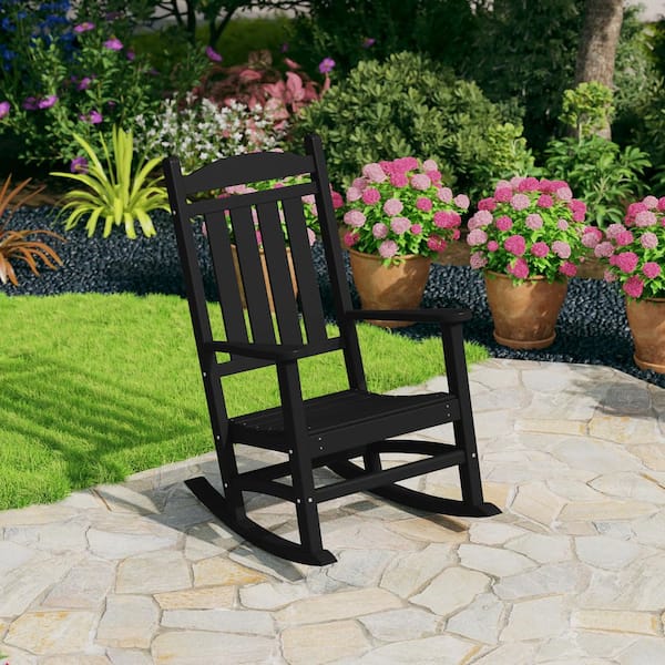 Kenly Black Classic Plastic Outdoor Rocking Chair