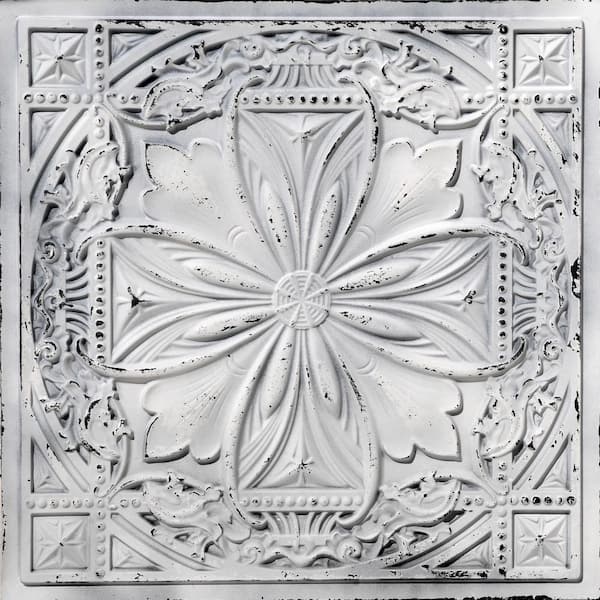 FROM PLAIN TO BEAUTIFUL IN HOURS Milan Old Black White 2 ft. x 2 ft. PVC Glue Up or Lay In Faux Tin Ceiling Tile (200 sq. ft./case)