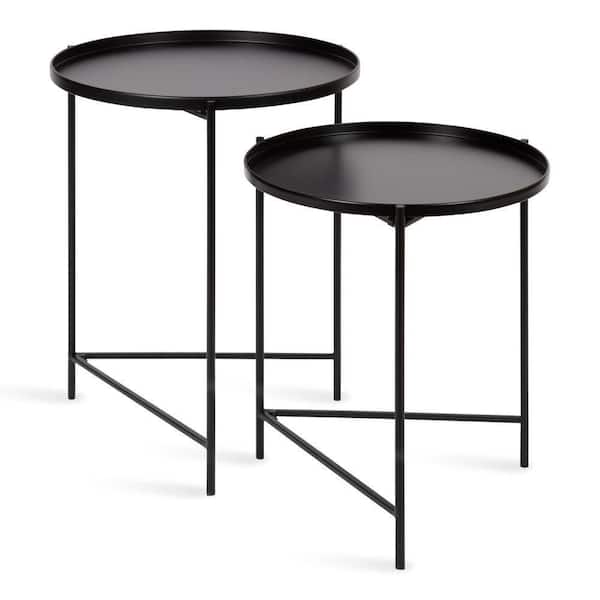Ulani 18.50 in. Black Round Metal End Table