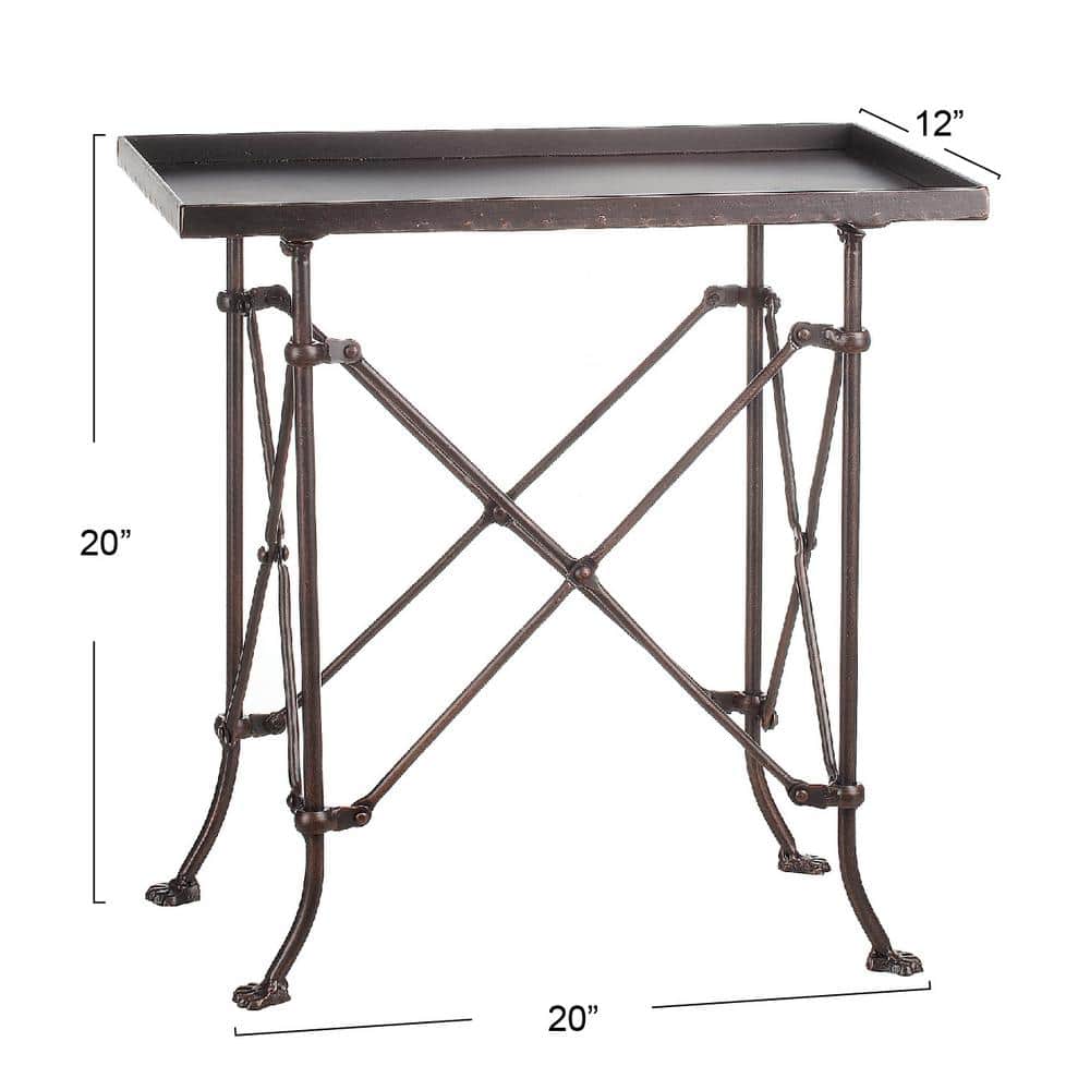 Rustic Bronze-Finish Metal Accent Table with Claw Feet