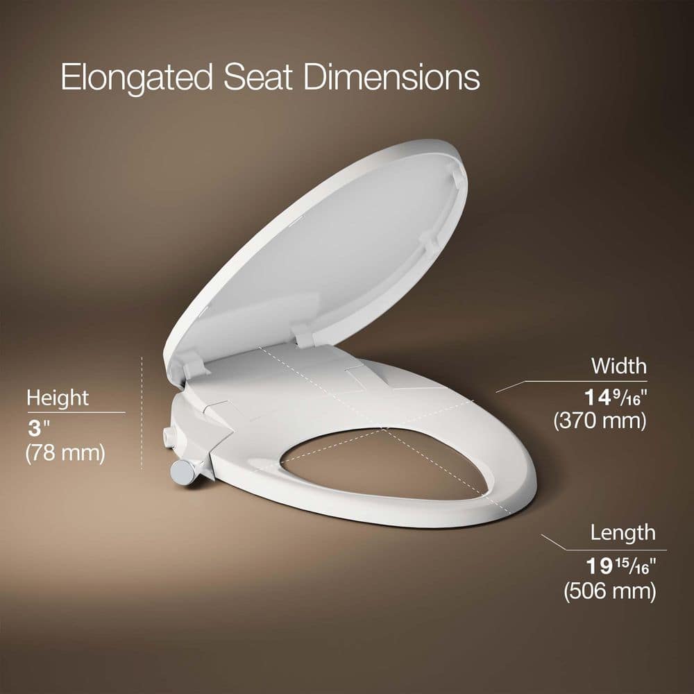 PureWash M300 White Elongated Manual Bidet Toilet Seat
