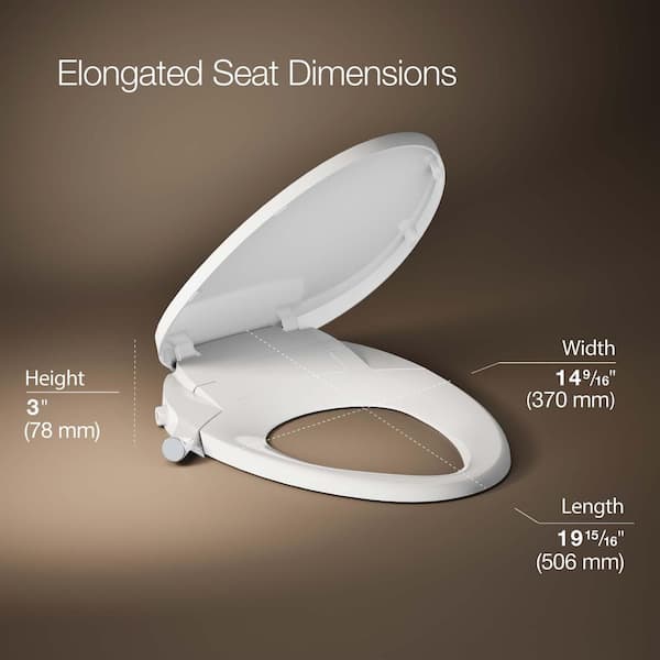 KOHLER Purewash M300 Non-Electric Bidet Seat for Elongated Toilets in White with Chrome Handles