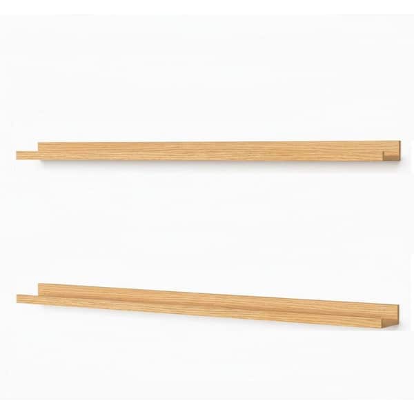48 in. W x 4.5 in. D Natural Oak Floating Shelves (Set of 2), Picture Ledge Shelf Decorative Wall Shelf